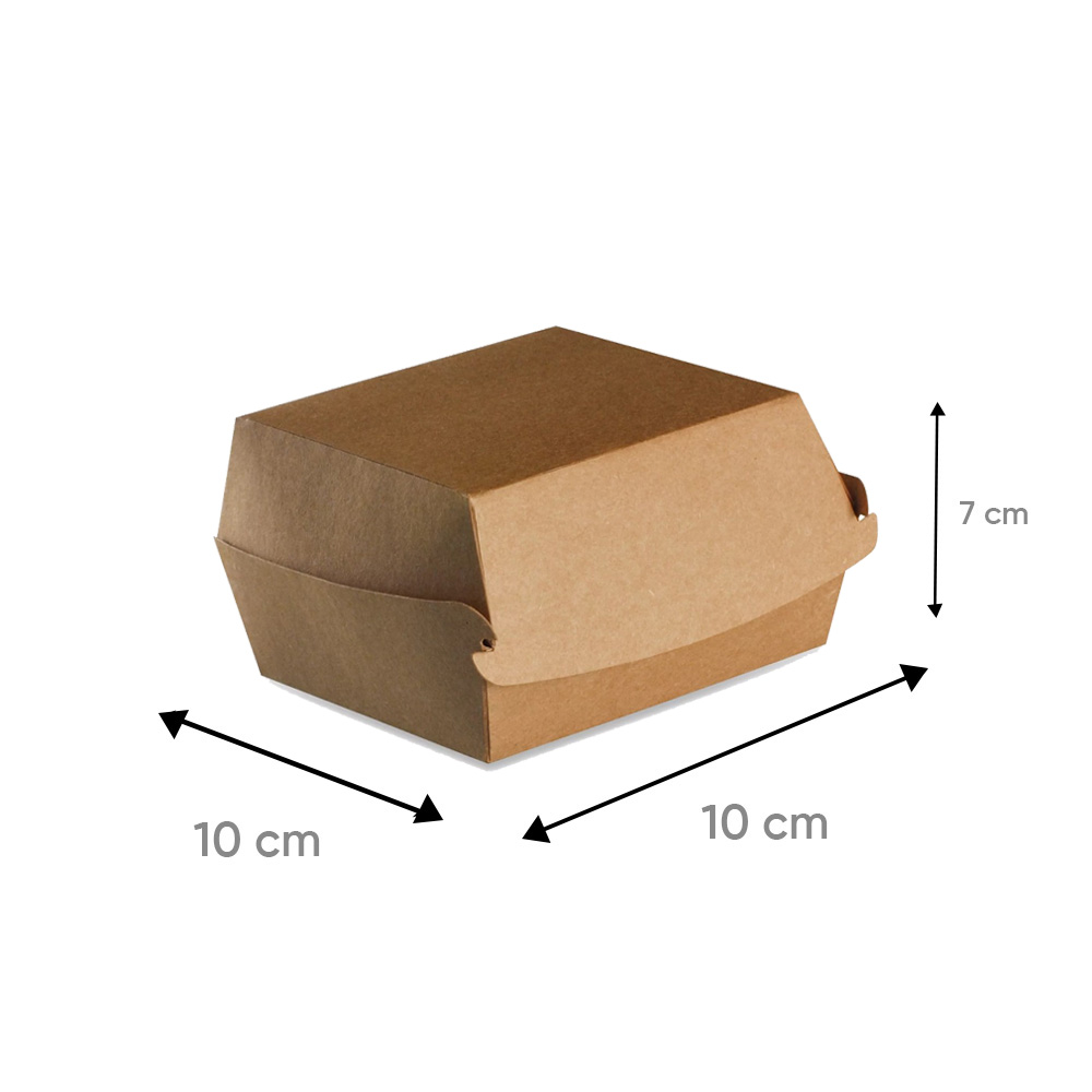 Boîte burger en carton kraft brun taille S 10x10x7 cm